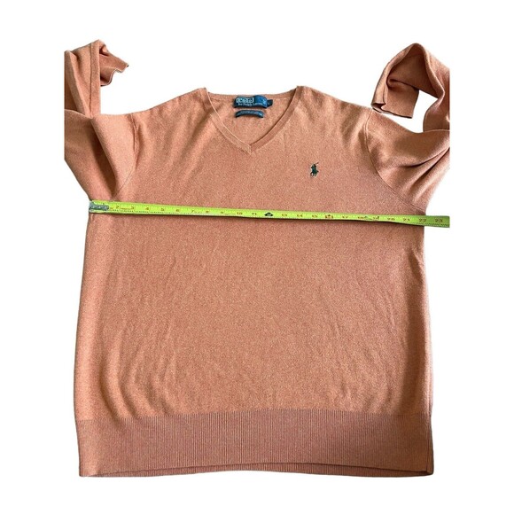 Polo Ralph Lauren Men's Orange Sweater Shirt Knit Pima Cotton, V-Neck Pullover L - Picture 5 of 5